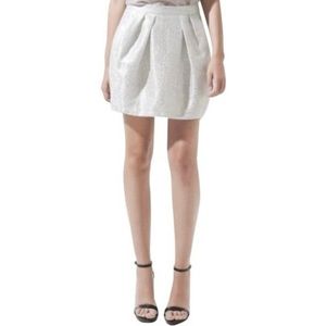 Zara Silver Jacquard Skirt Size Small